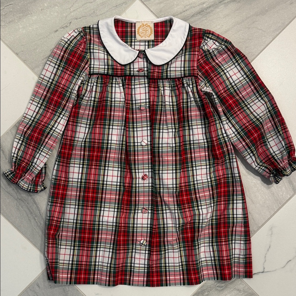 TBBC Holiday Plaid Long Sleeve Dress with White Collar